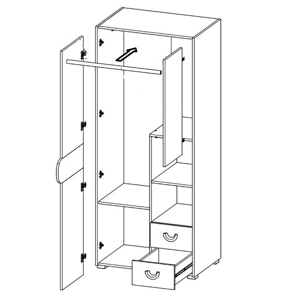 CARINI | šatní skříň CA1 | 80 cm | grafit/bílá/dub nash