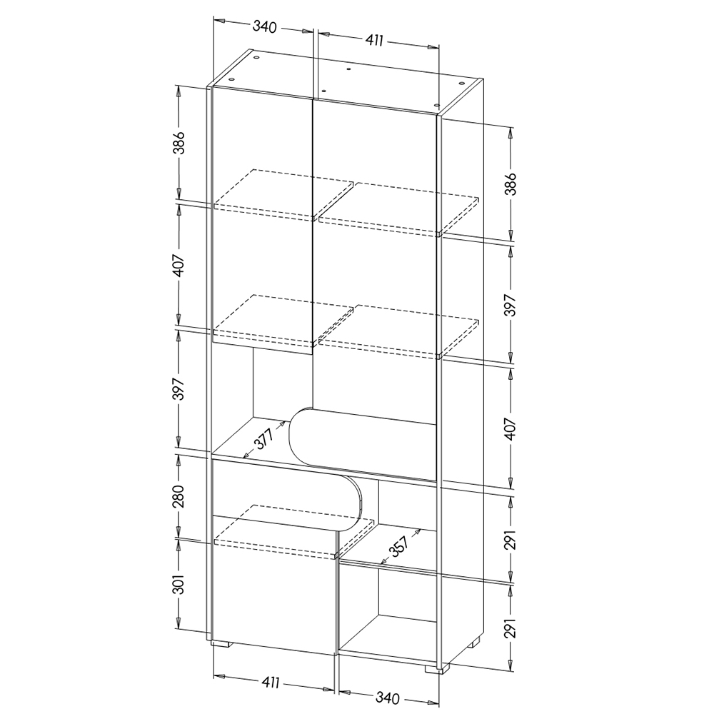 CARINI | regál CA2 | 80 cm | grafit/bílá/dub nash