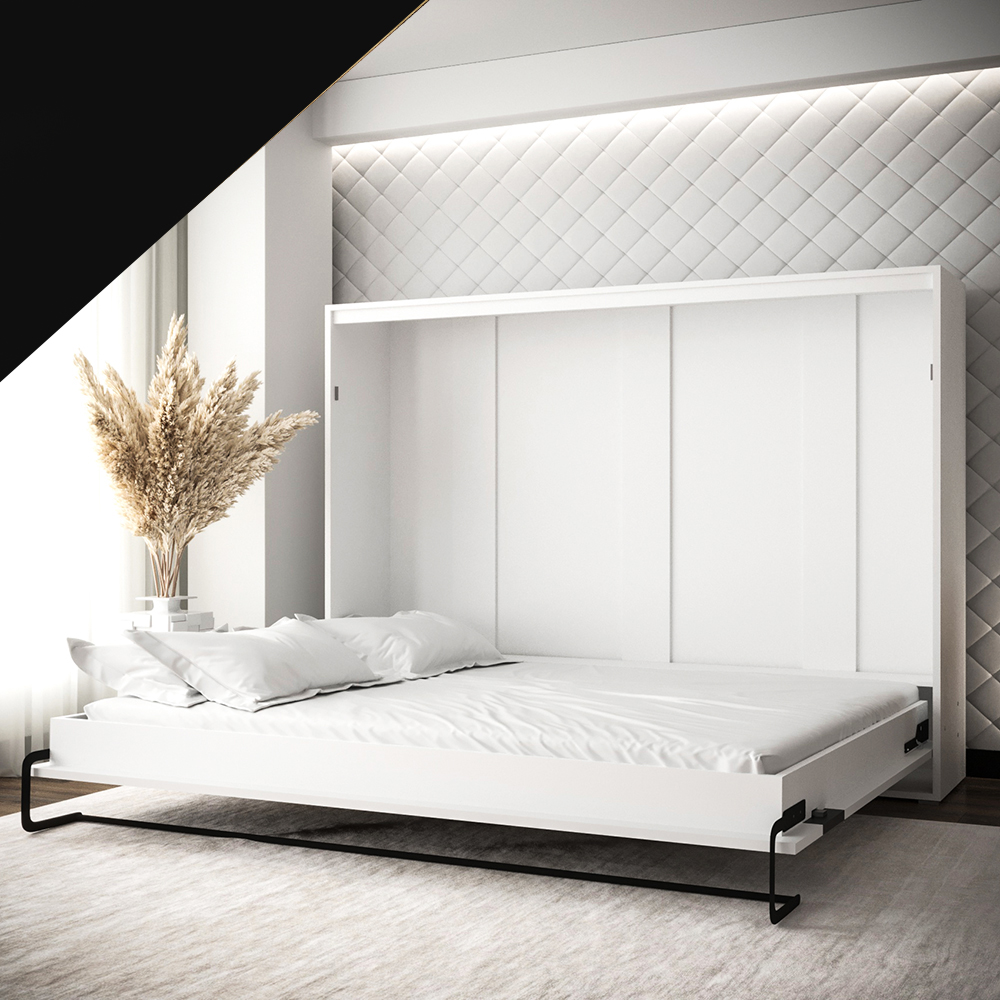 Výklopná postel HOME | 160x200 cm | NOSNOST až 200kg | boční výklop | bílá/černá