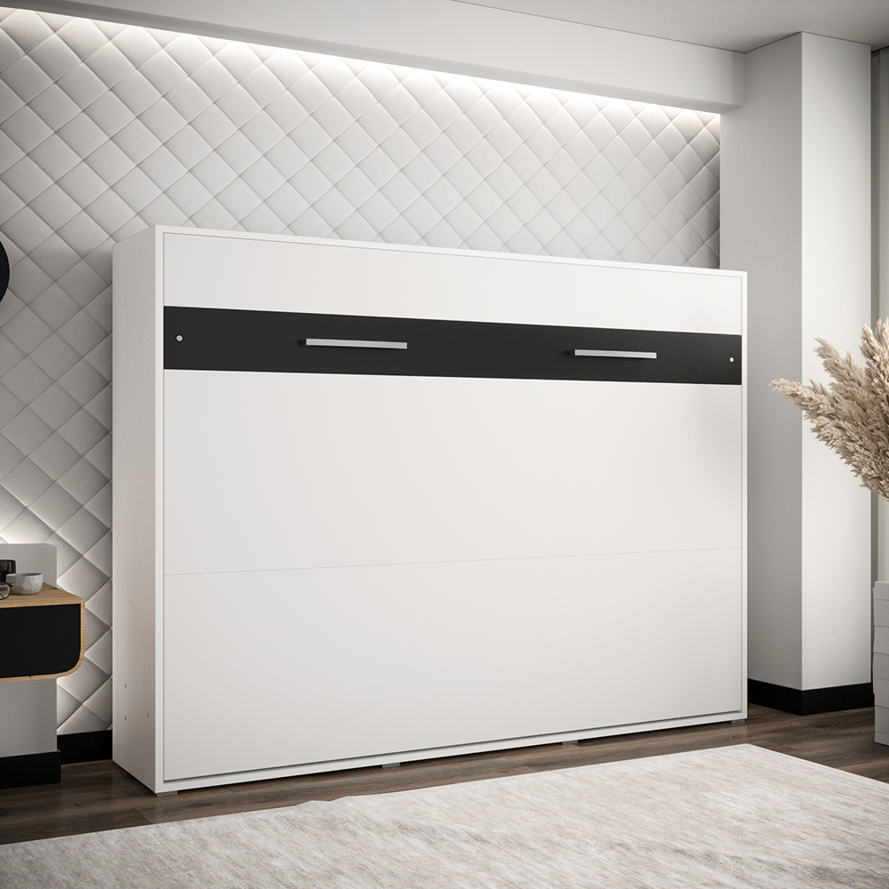 Výklopná postel HOME | 160x200 cm | NOSNOST až 200kg | boční výklop | bílá/černá