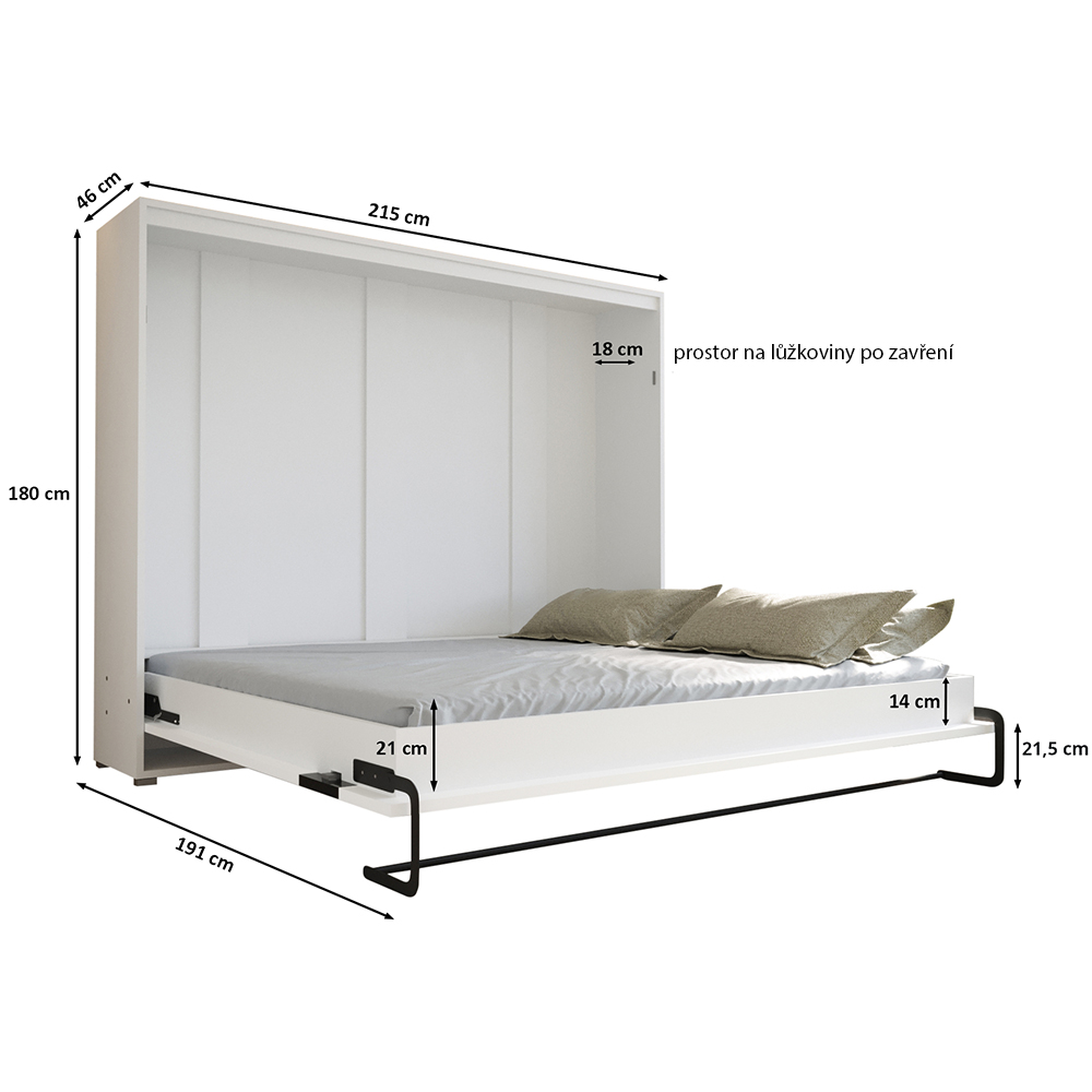 Výklopná postel HOME | 160x200 cm | NOSNOST až 200kg | boční výklop | bílá/old style
