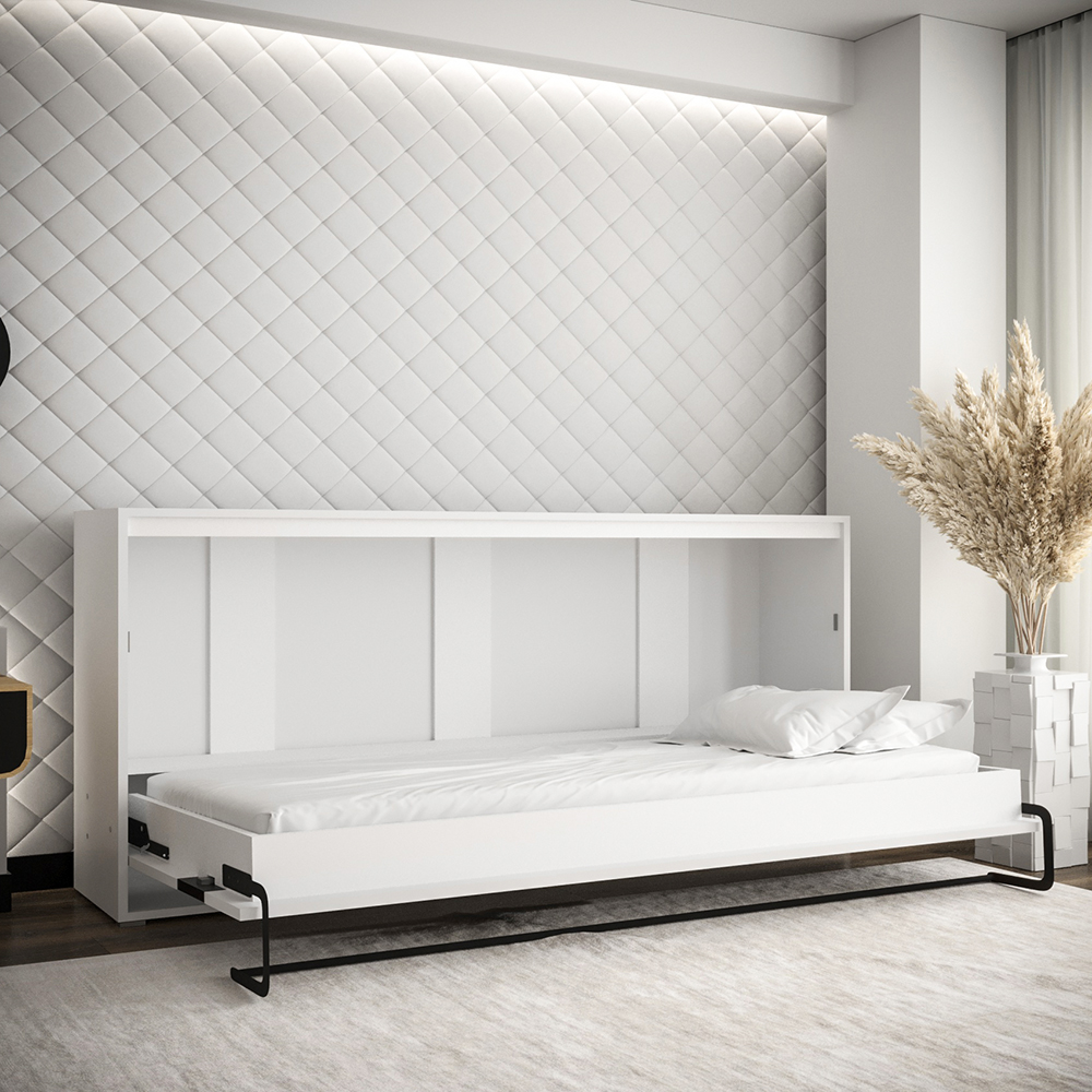Výklopná postel HOME | 90x200 cm | NOSNOST až 100kg | boční výklop | bílá/bílá
