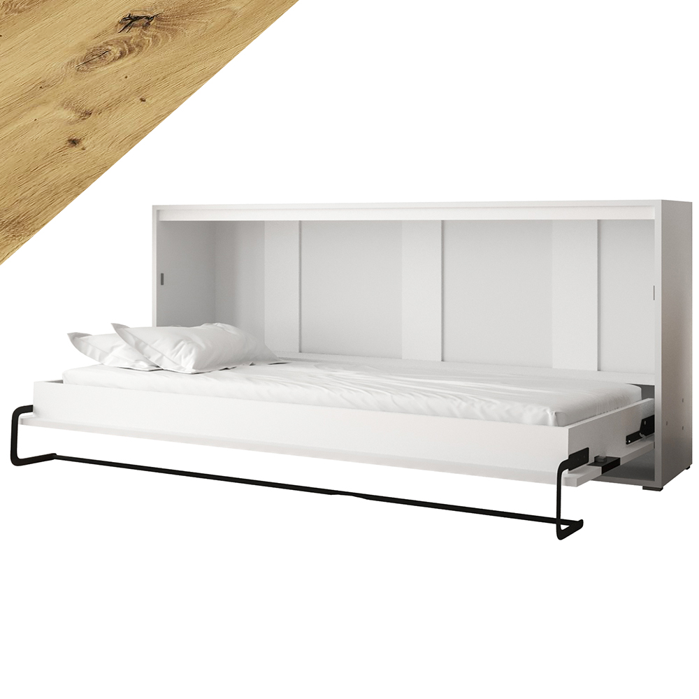 Výklopná postel HOME | 90x200 cm | NOSNOST až 100kg | boční výklop | bílá/artisan