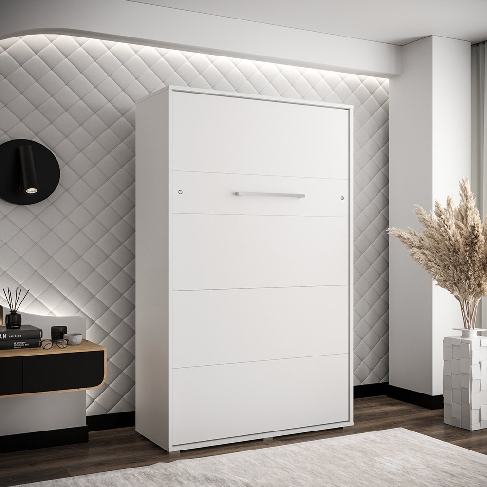 Výklopná postel HOME | 120x200 cm | NOSNOST až 100kg | čelní výklop | + 2 LAMPIČKY | bílá/bílá