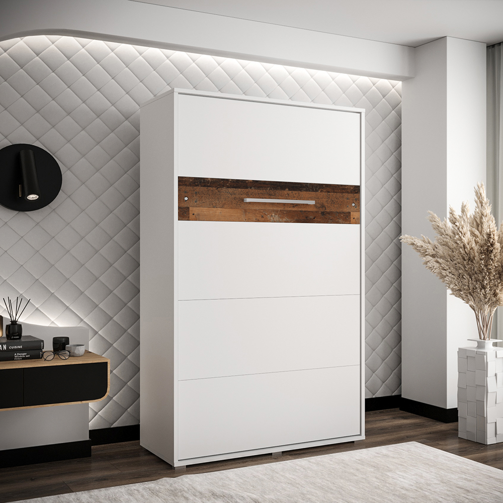 Výklopná postel HOME | 120x200 cm | NOSNOST až 100kg | čelní výklop | + 2 LAMPIČKY | bílá/old style