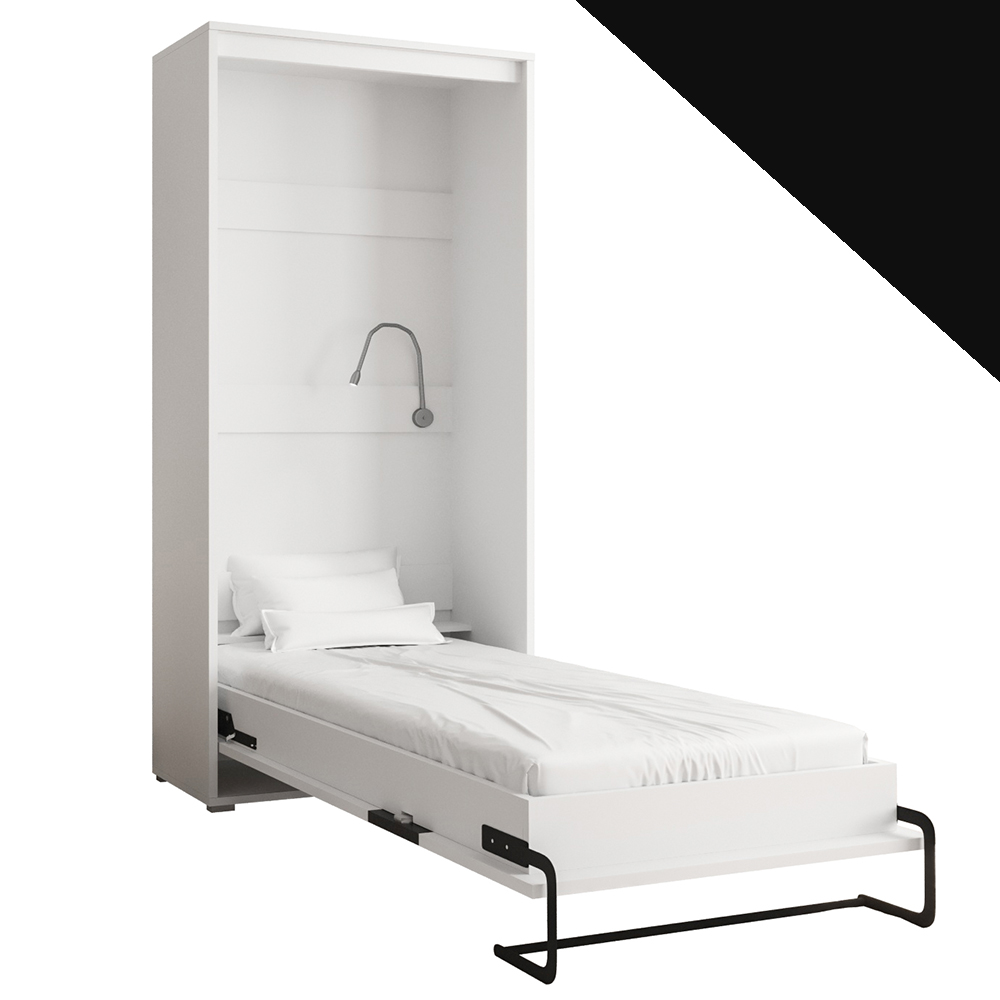 Výklopná postel HOME | 90x200 cm | NOSNOST až 100kg | čelní výklop | + 1 LAMPIČKY | bílá/černá