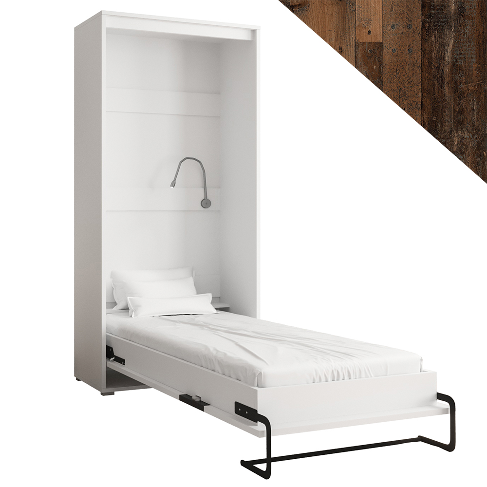 Výklopná postel HOME | 90x200 cm | NOSNOST až 100kg | čelní výklop | + 1 LAMPIČKY | bílá/old style