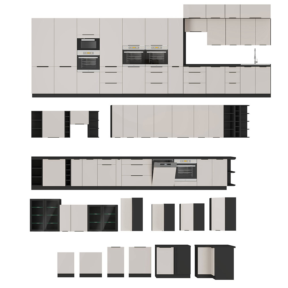 ARONA | horní skříňka 60x60 GN-90 1F (45°) rohová s policemi | VYSOKÁ | UNI dvířka | černá/kašmír