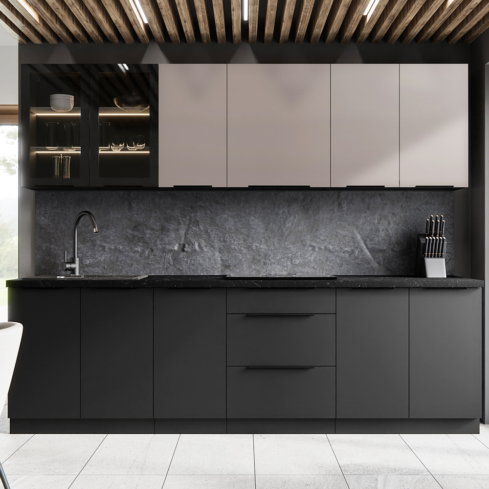 ARONA | horní skříňka 60x60 GN-72 2F (90°) rohová s policemi | 60x60 cm | UNI dvířka | černá/kašmír