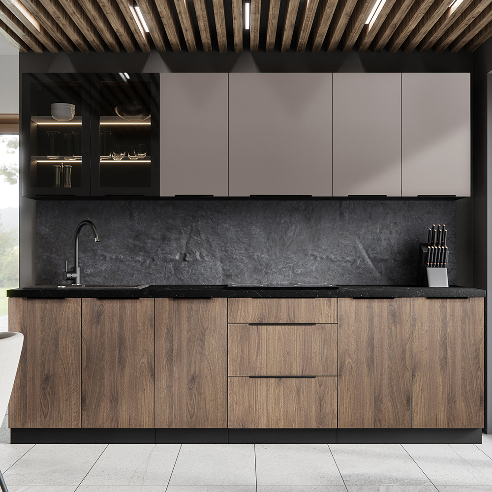 ARONA | horní skříňka 60x60 GN-72 2F (90°) rohová s policemi | 60x60 cm | UNI dvířka | černá/kašmír