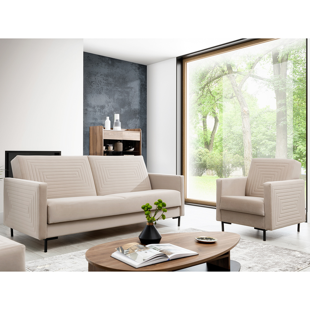 Pohovka SOLVO | 203 cm | rozkládací + úložný prostor | VÝBĚR TKANINY a NOŽIČEK