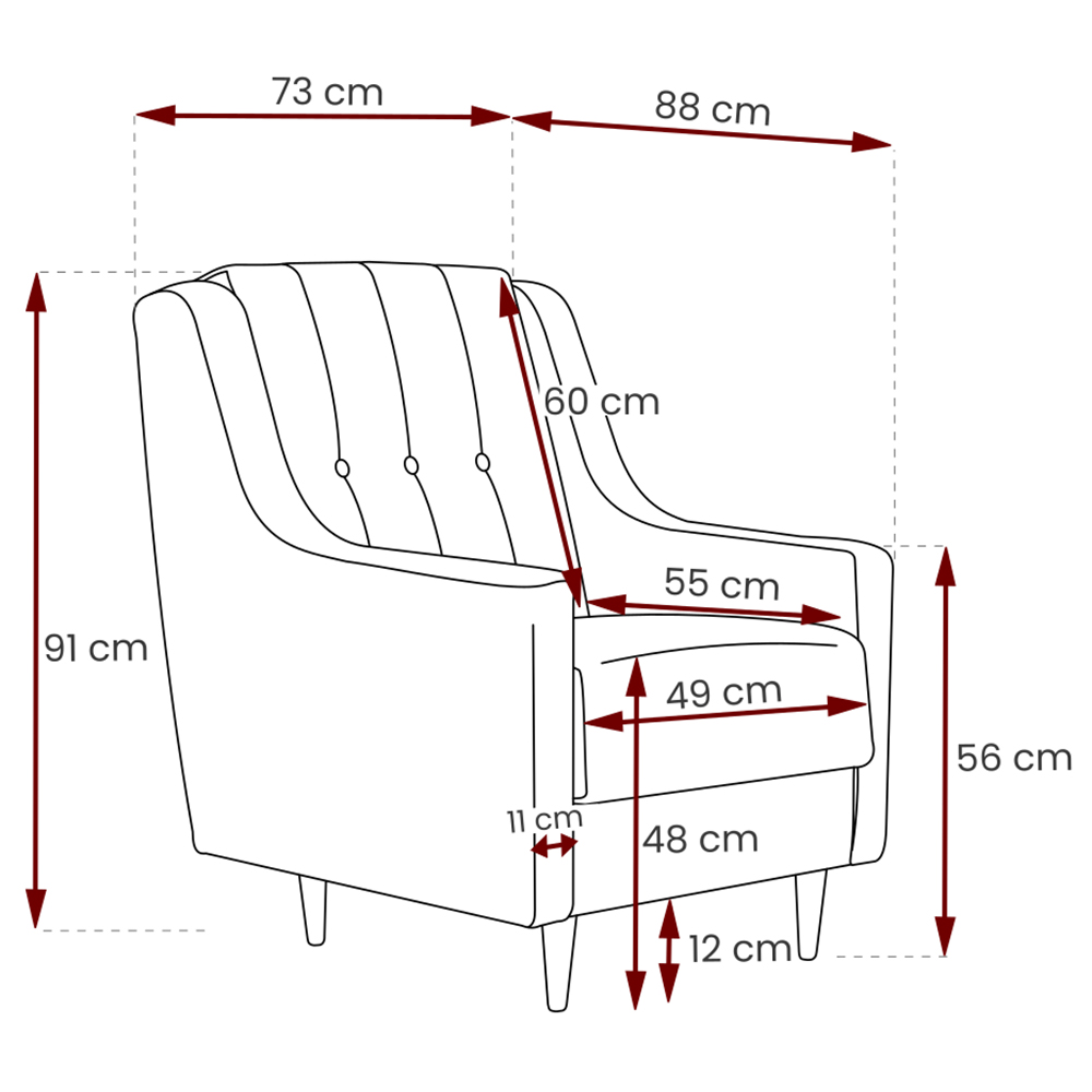 Křeslo PLATON | 73 cm | VÝBĚR TKANINY a NOŽIČEK