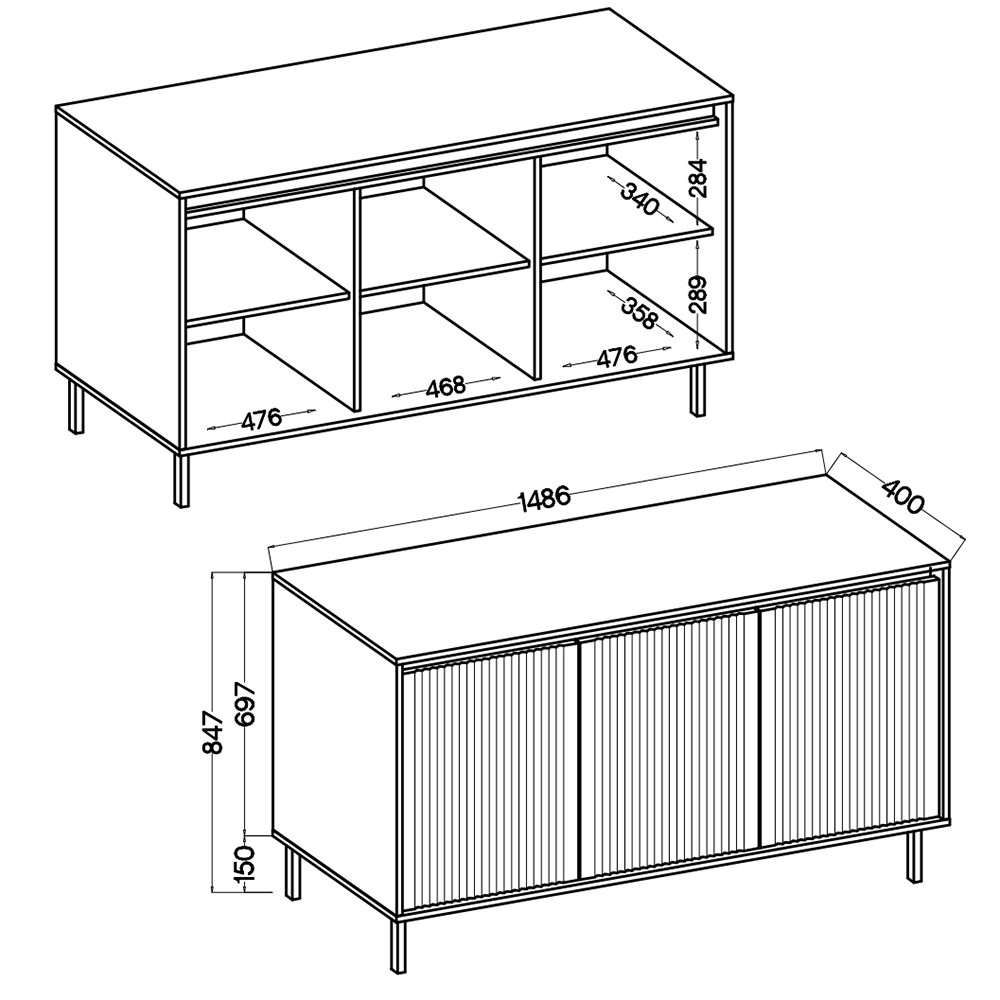 OSAKA e | komoda 3F | 148,6 cm | dub evoke