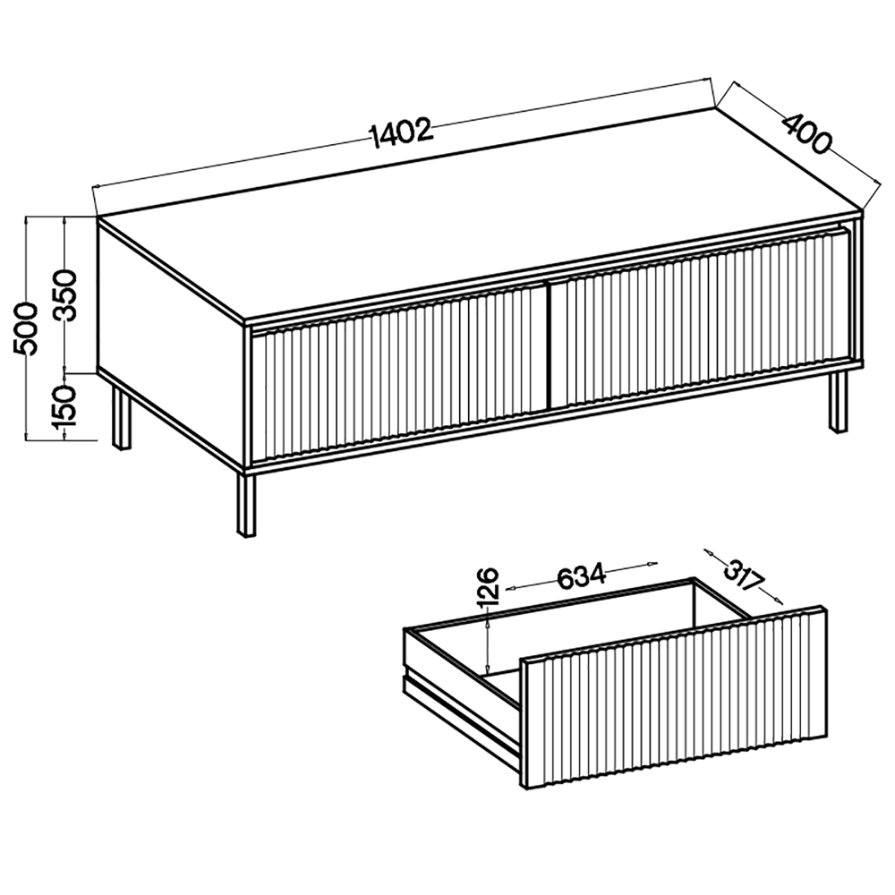 OSAKA e | TV stolek RTV 2S | 140,2 cm | dub evoke