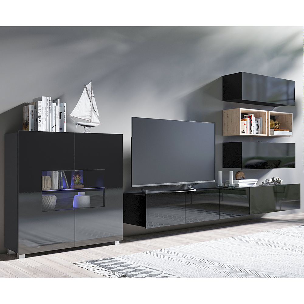 CALABRINI c | závěsná police | 100 cm | dub artisan/černá