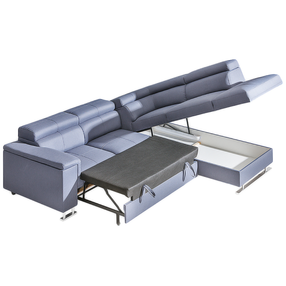 Sedací sestava BOSTO | sedačka 271x226 + křeslo + taburet | rozkládací | VÝBĚR TKANIN a KŮŽÍ