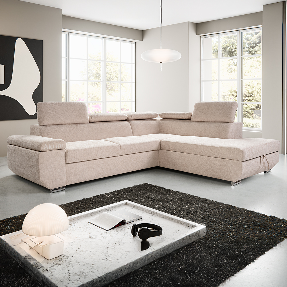 Sedací souprava LARS I | 264x215 cm | PRAVÁ | rozkládací + úložný prostor | VÝBĚR TKANIN