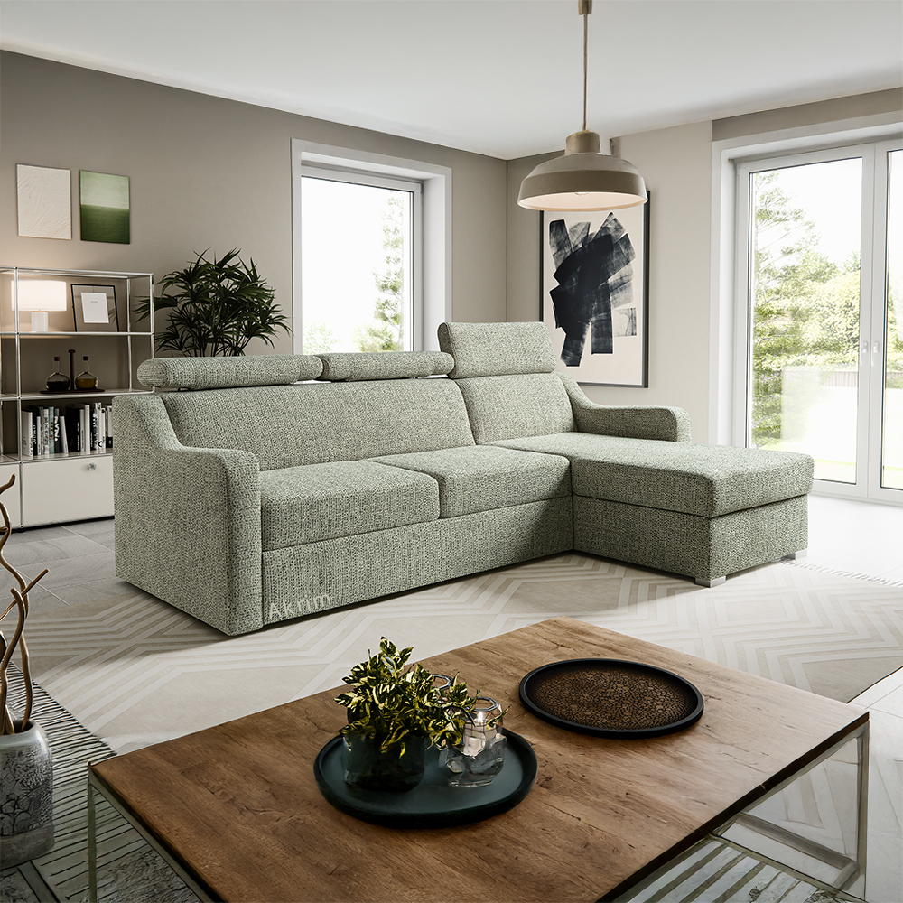 Sedací souprava MIKELI | 228x158 cm | UNI provedení | rozkládací + úložný prostor | VÝBĚR TKANIN