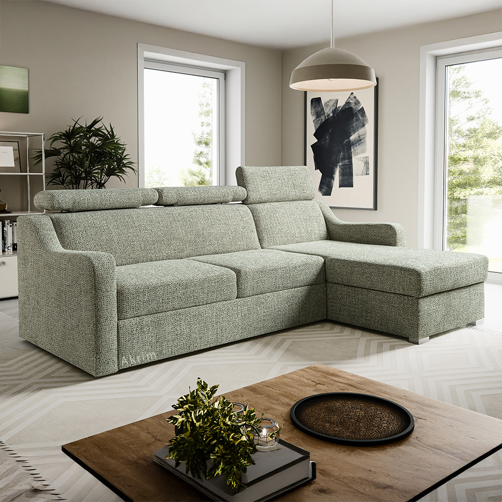 Sedací souprava MIKELI | 228x158 cm | UNI provedení | rozkládací + úložný prostor | VÝBĚR TKANIN