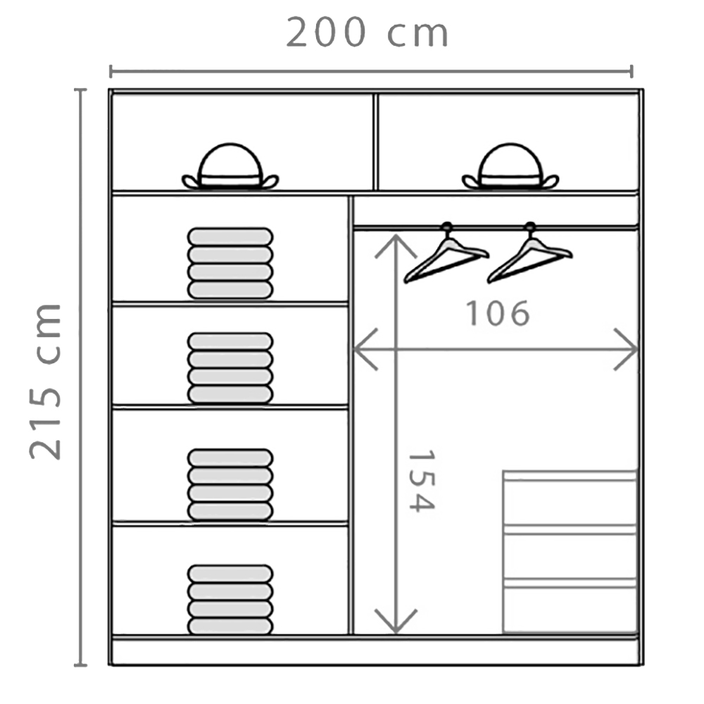 Šatní skříň AVANTGARDE AV-6 | se zrcadlem | 200 cm | artisan/kašmír