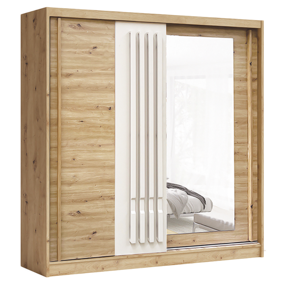 Šatní skříň AVANTGARDE AV-6 | se zrcadlem | 200 cm | artisan/kašmír