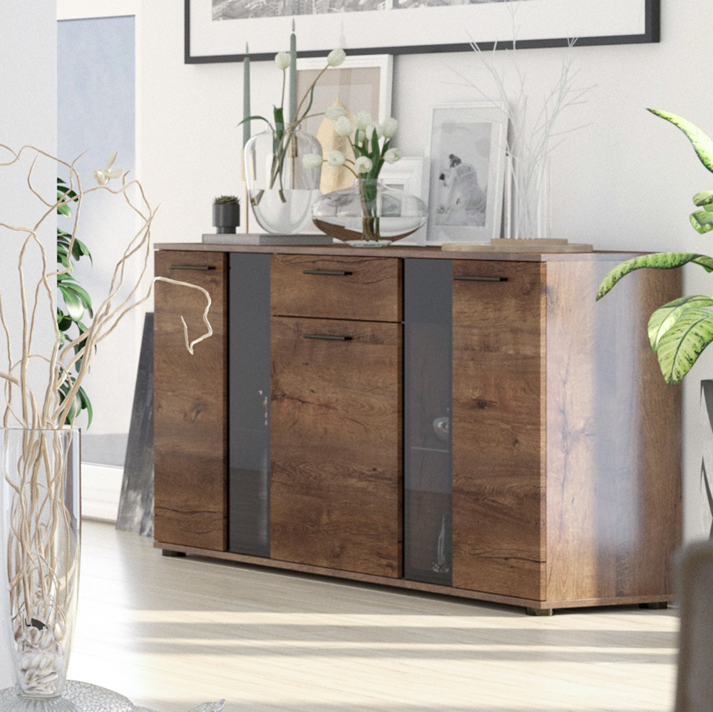 Obývací stěna SALSA + komoda | 235 cm + 140 cm | old wood style/matera