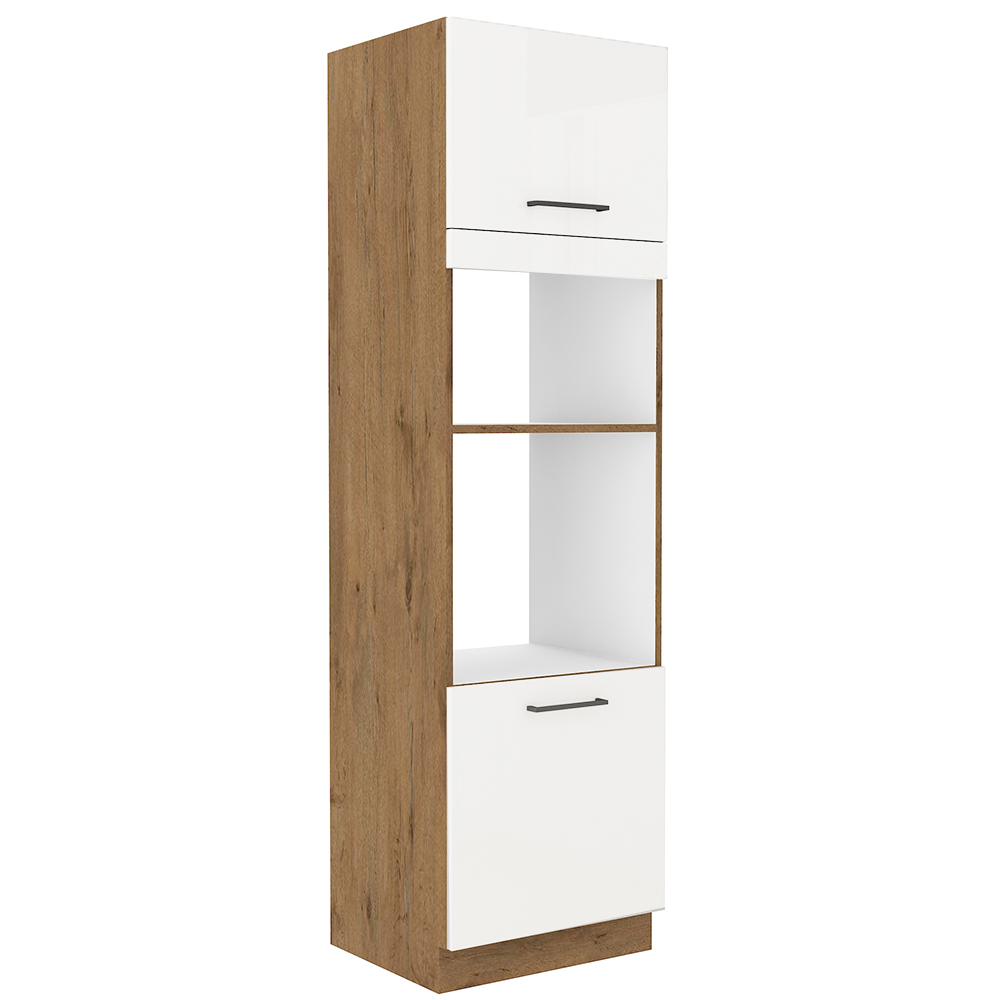 VIGO b | vysoká skříňka 60DPM-210 2F na vestavnou troubu a mikrovlnku | 60 cm | lancelot/bílá lesk