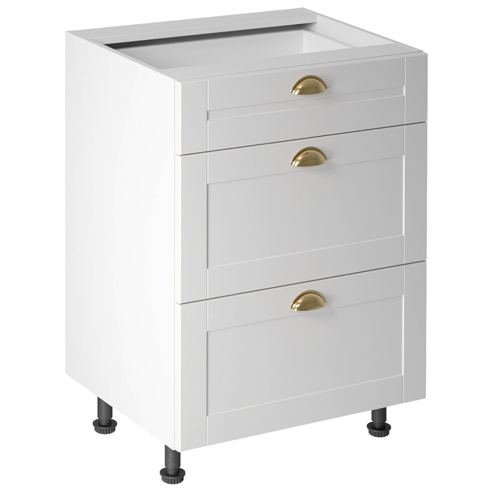 LINEA b | dolní skříňka D60S3 se zásuvkami | 60 cm | SOKL v CENĚ | bílá mat