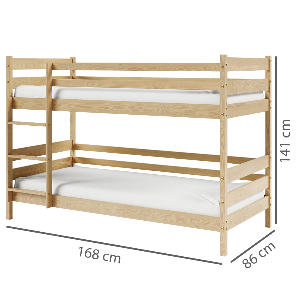 Patrová dětská postel PUKO | 80x160 cm 2x | + rošty, matrace, zásuvka | UNI | bílá