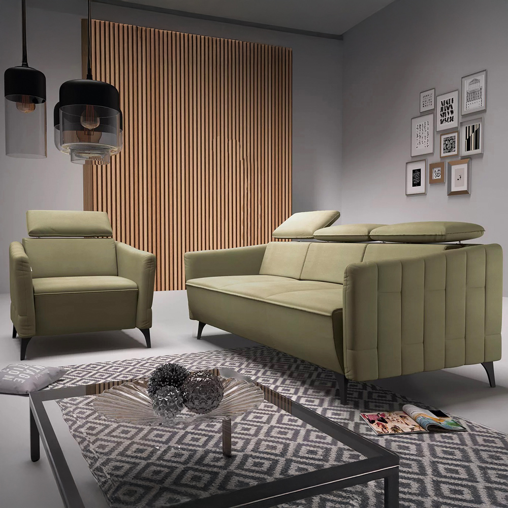 Sedací sestava FUGA 3+1 | rozkládací + úložný prostor | elektrické polohování | VÝBĚR TKANIN