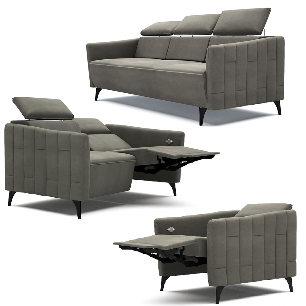 Sedací sestava FUGA 3+2+1 | rozkládací + úložný prostor | elektrické polohování | VÝBĚR TKANIN