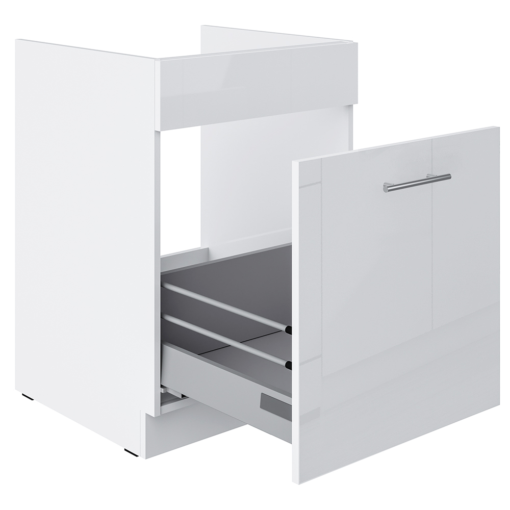 LARA wh | dolní skříňka 60ZL 1S dřezová s výsuvem | 60 cm | PREMIUM BOX | bílá lesk