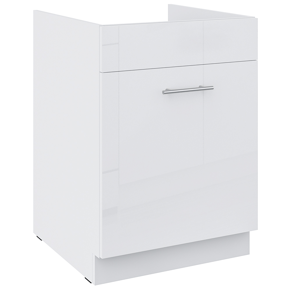 LARA wh | dolní skříňka 60ZL 1S dřezová s výsuvem | 60 cm | PREMIUM BOX | bílá lesk