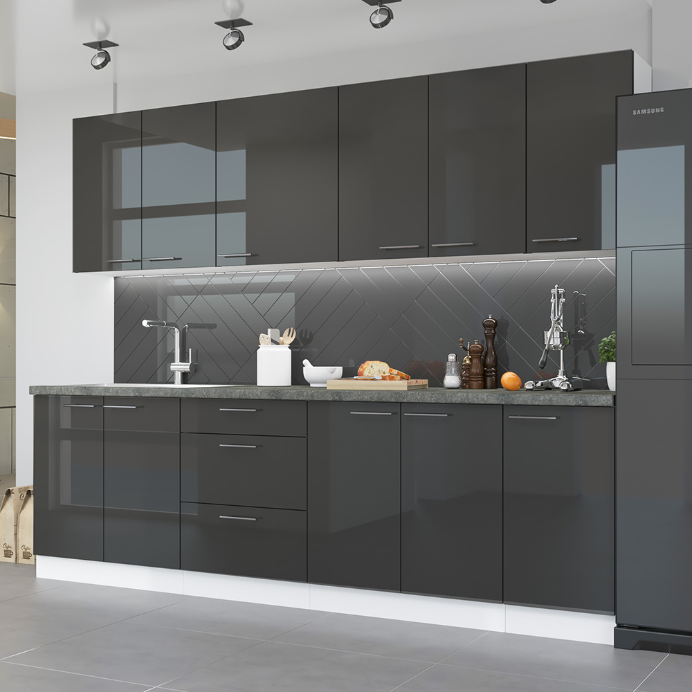 LARA gr | dolní skříňka 80ZL 1S dřezová s výsuvem | 80 cm | PREMIUM BOX | šedá lesk