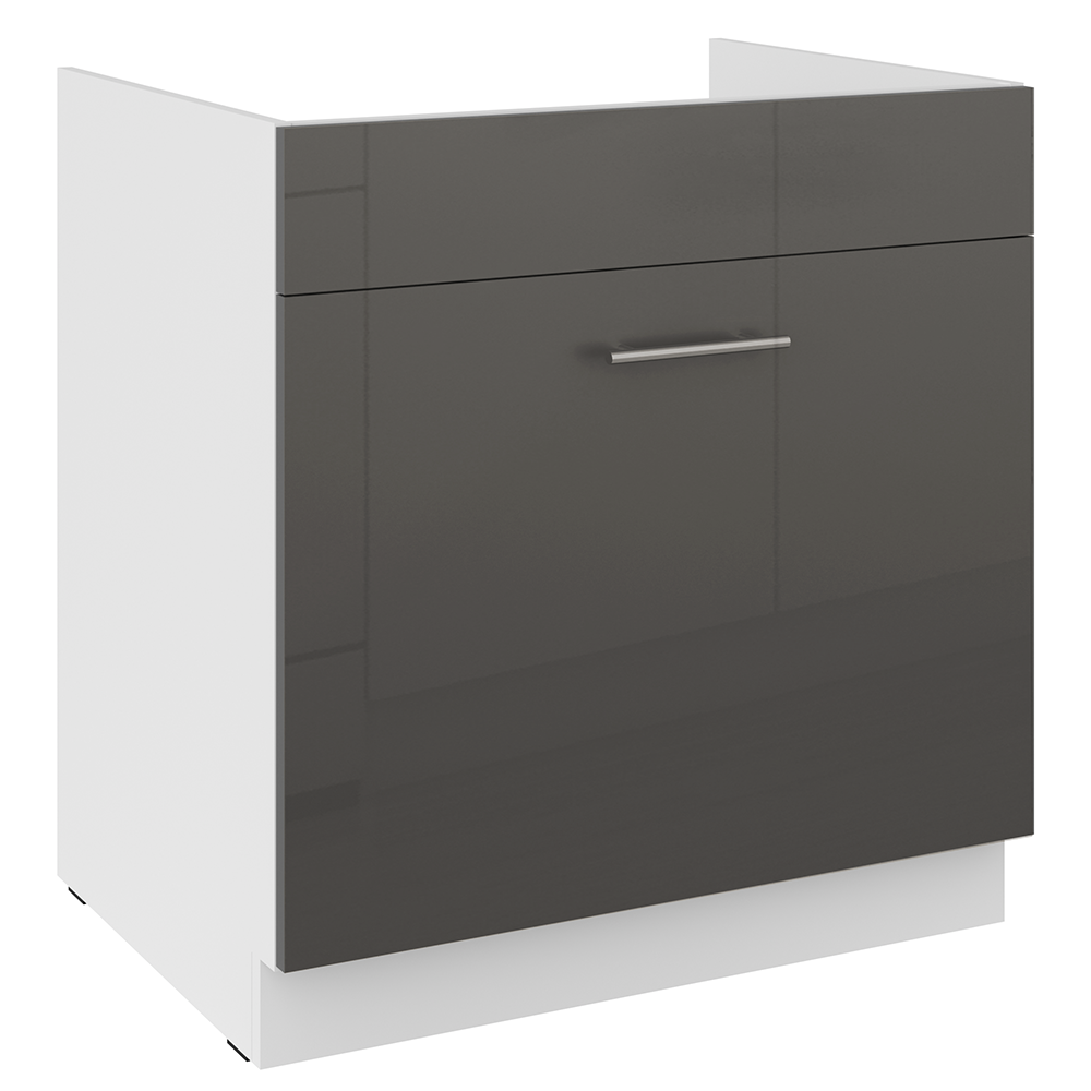 LARA gr | dolní skříňka 80ZL 1S dřezová s výsuvem | 80 cm | PREMIUM BOX | šedá lesk