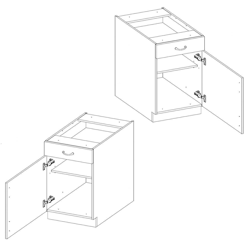 LARA gr | dolní skříňka 50D 1F1S s policí a zásuvkou | 50 cm | UNI | PREMIUM BOX | šedá lesk