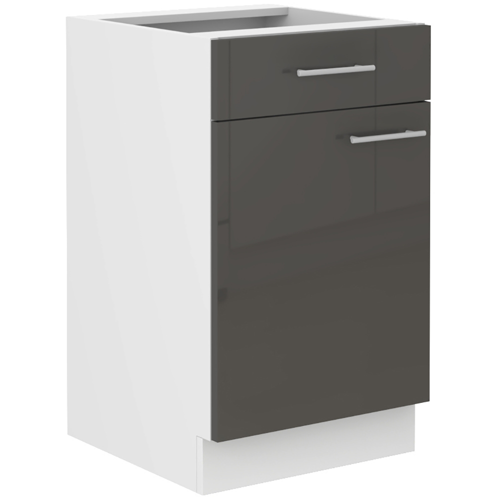 LARA gr | dolní skříňka 50D 1F1S s policí a zásuvkou | 50 cm | UNI | PREMIUM BOX | šedá lesk