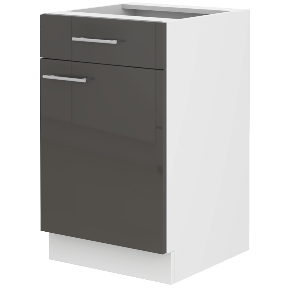 LARA gr | dolní skříňka 50D 1F1S s policí a zásuvkou | 50 cm | UNI | PREMIUM BOX | šedá lesk