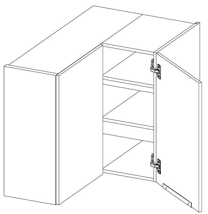 LARA gr | horní skříňka 60x60 GN-72 2F (90°) rohová | 60x60 cm | šedá lesk