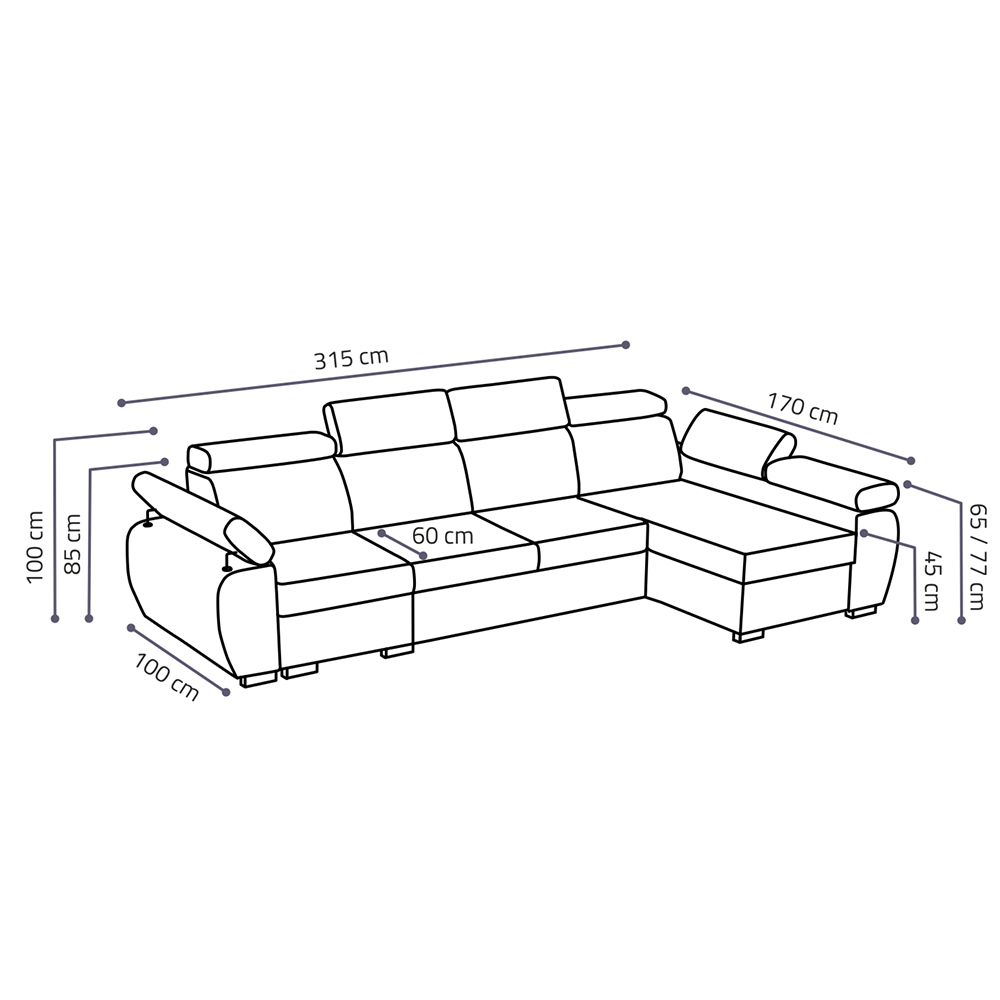 Sedací souprava BASTON | 315x170 cm | rozkládací + 2x úložný prostor | VÝBĚR TKANIN