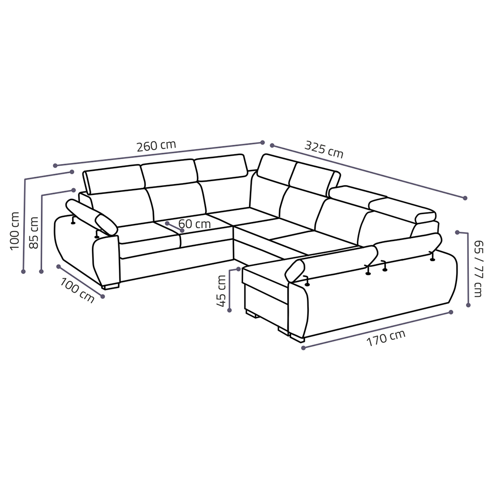 Sedací souprava BASTON | 260x325x170 cm | rozkládací + 2x úložný prostor | VÝBĚR TKANIN