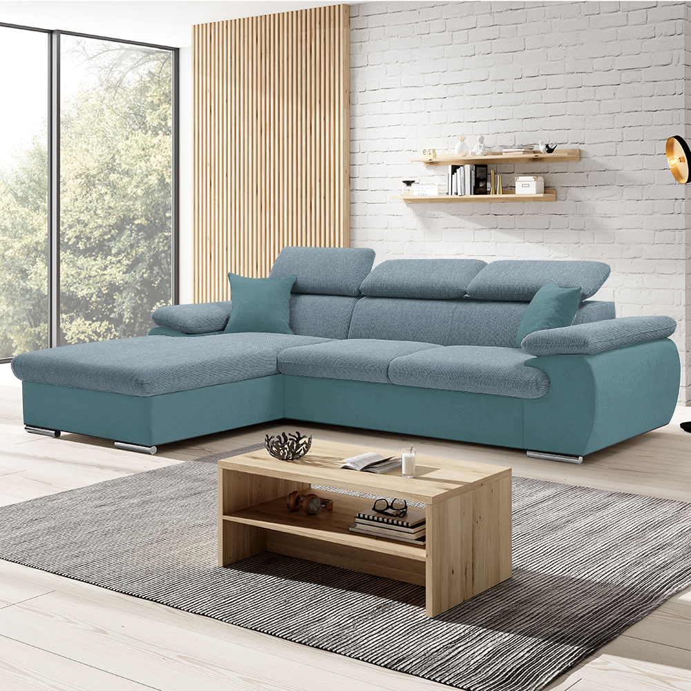 Sedací souprava COOL | 191x281 cm | rozkládací + úložný prostor | LEVÁ | světle modrá 15/30