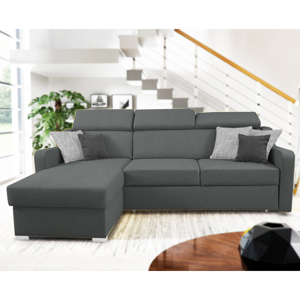 Sedací souprava MIKELI | 228x158 cm | UNI | rozkládací + úložný prostor | AKCE | tmavě šedá 17