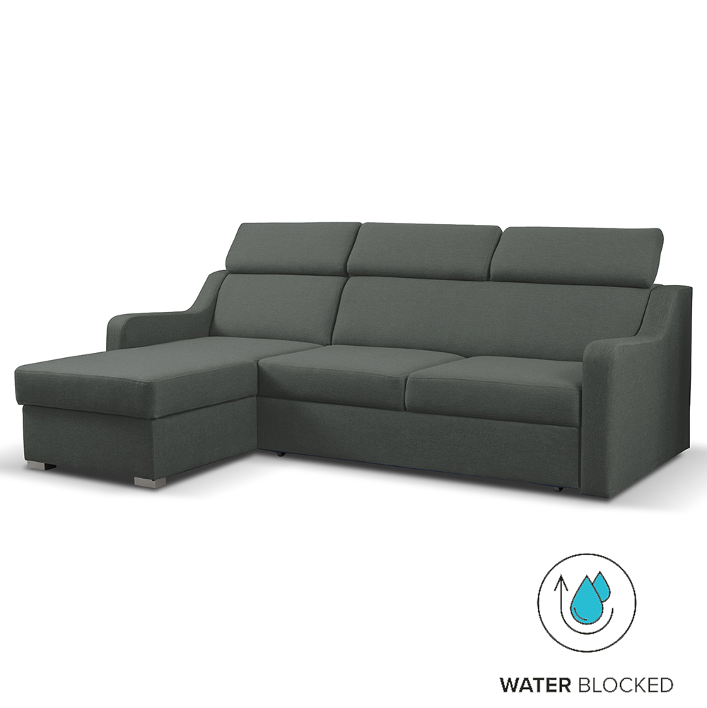 Sedací souprava MIKELI | 228x158 cm | UNI | rozkládací + úložný prostor | AKCE | tmavě šedá 17