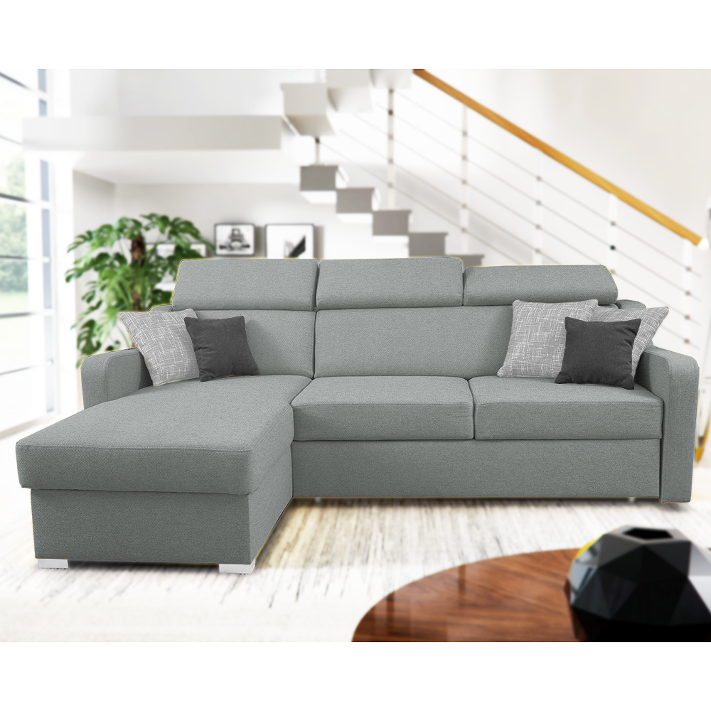 Sedací souprava MIKELI | 228x158 cm | UNI | rozkládací + úložný prostor | AKCE | světle šedá 16