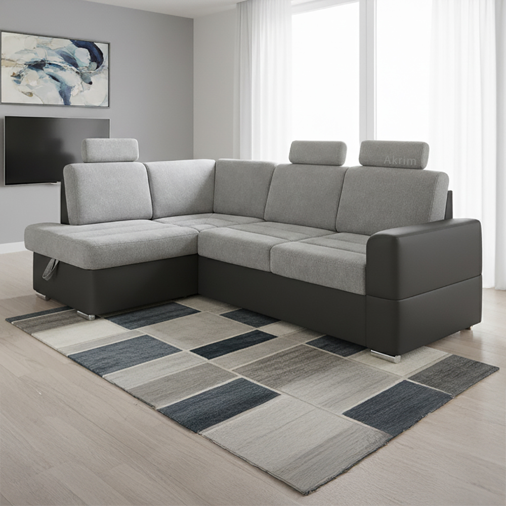 Sedací souprava BARDO + 3x záhlavník | 170x235 cm | LEVÁ | rozkládací + úlož. prostor | VÝBĚR TKANIN