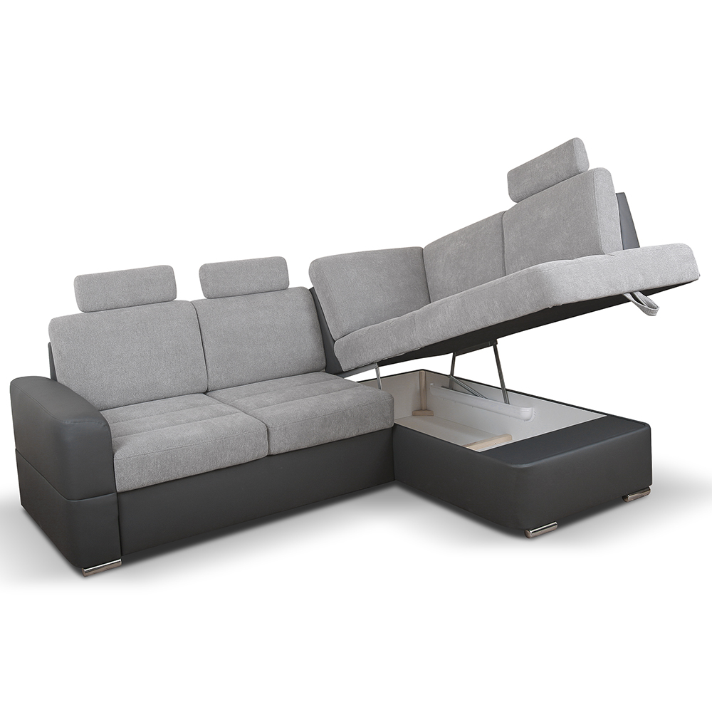 Sedací souprava BARDO + 5x záhlavník | 235x170 cm | PRAVÁ | rozkládací + úlo. prostor | VÝBĚR TKANIN