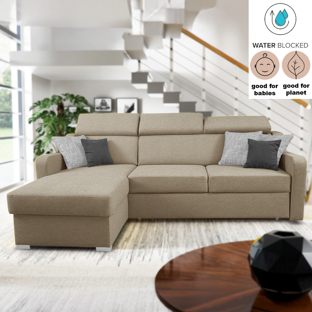 Sedací souprava MIKELI | 228x158 cm | UNI | rozkládací + úložný prostor | AKCE | béžová 2