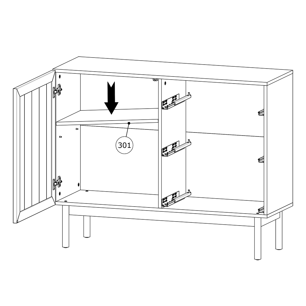 SAORI | komoda K1D3S | 106 cm | dub cremona