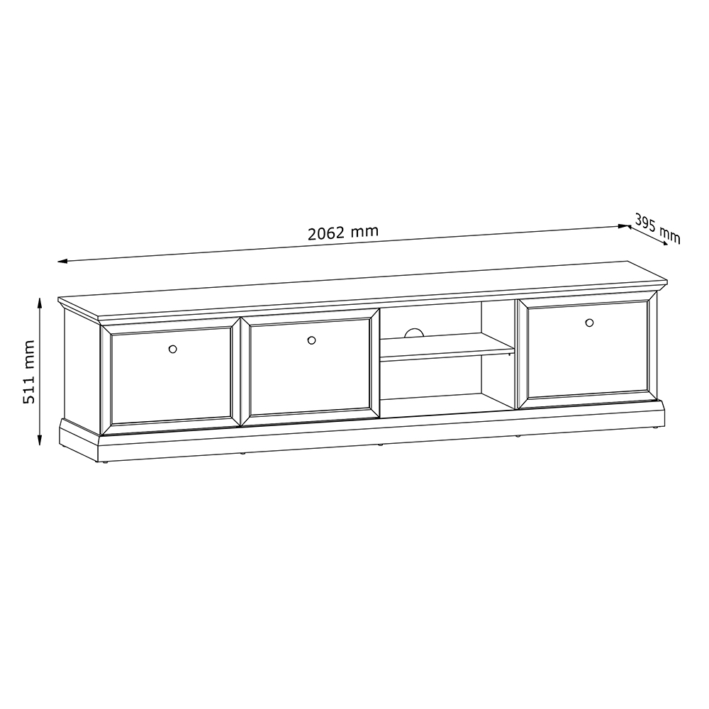 LUCCA c | TV stolek RTV3D | 206,2 cm | černá